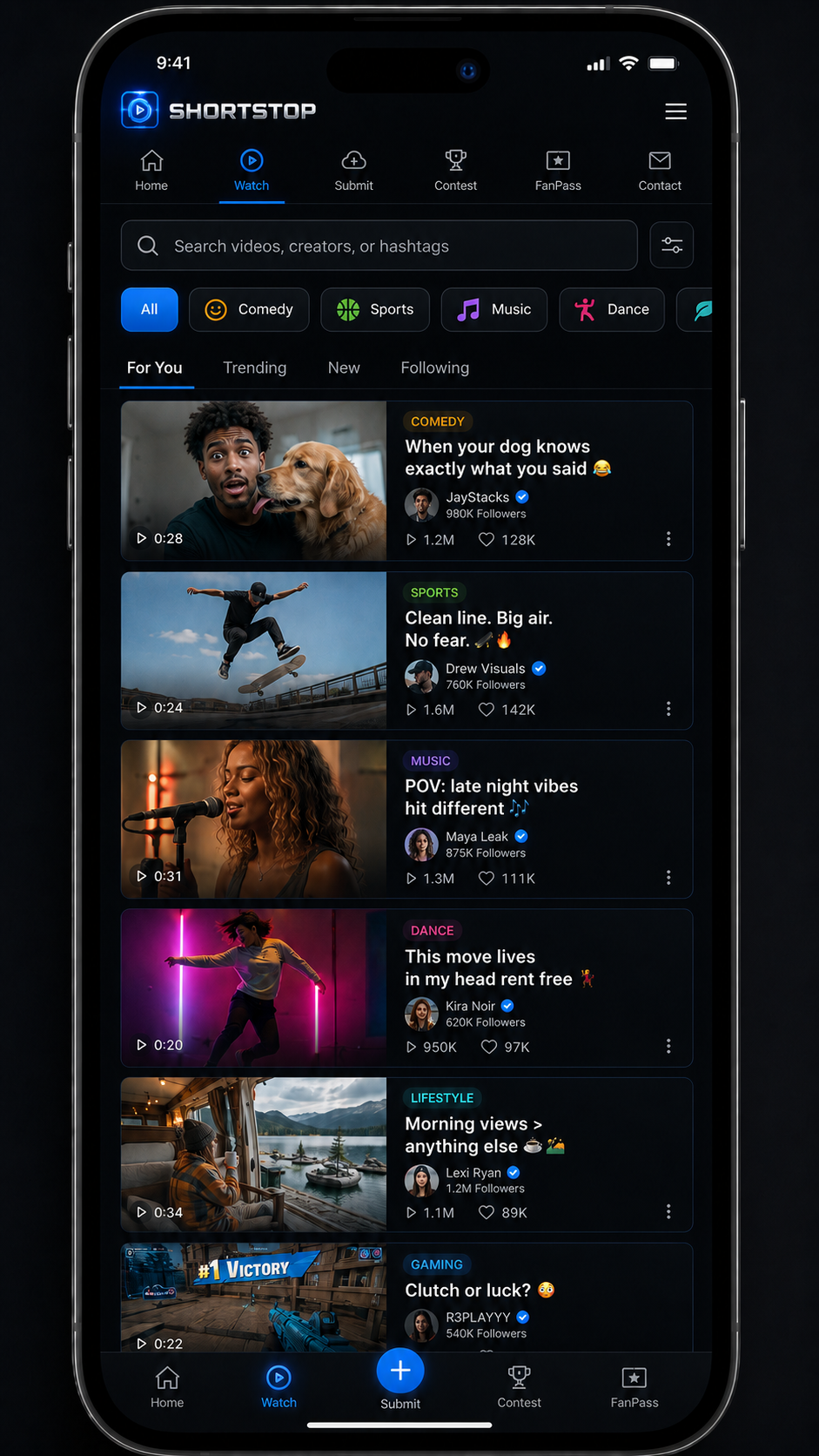 Shortstop watch page design